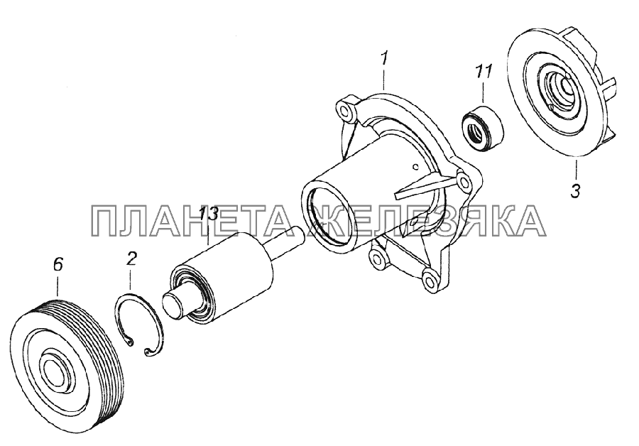 740.50-1307010 Водяной насос КамАЗ-43261 (Евро-1, 2)