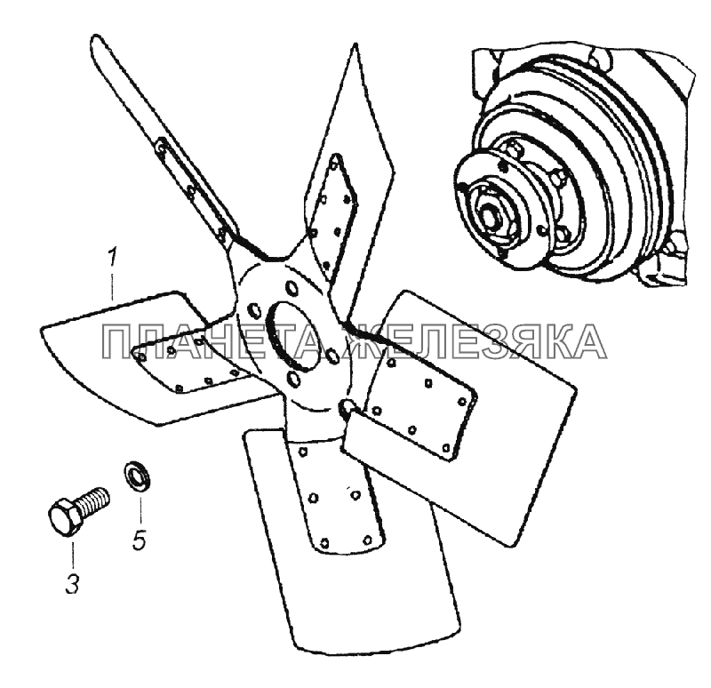740.13-1308010 Установка вентилятора КамАЗ-43261 (Евро-1, 2)