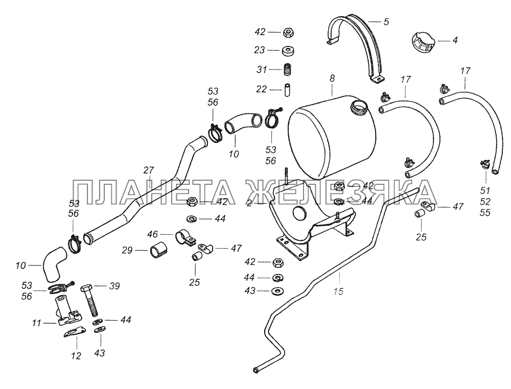 5320-1311005 Установка расширительного бачка КамАЗ-43261 (Евро-1, 2)