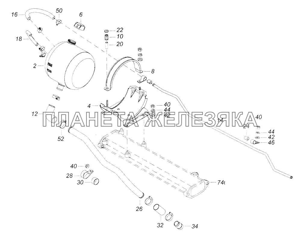 54115-1311005-10 Установка расширительного бачка КамАЗ-43261 (Евро-1, 2)