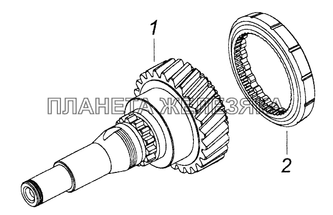 154.1701027 Вал первичный коробки передач с зубчатой муфтой КамАЗ-43261 (Евро-1, 2)