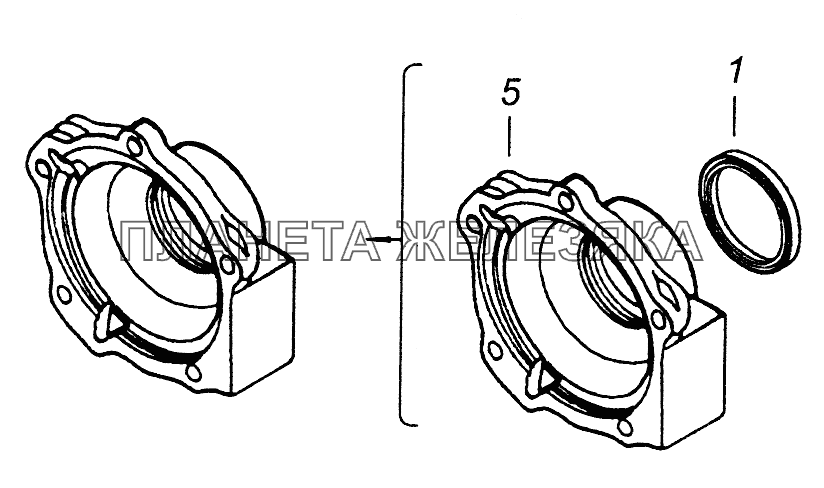 141.1701201 Крышка заднего подшипника вторичного вала КамАЗ-43261 (Евро-1, 2)