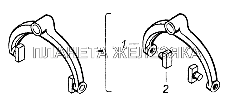 14.1702026 Вилка переключения 2-ой и 3-ей передач КамАЗ-43261 (Евро-1, 2)