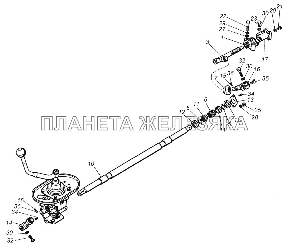 14.1703005 Привод управления механизмом переключения передач КамАЗ-43261 (Евро-1, 2)