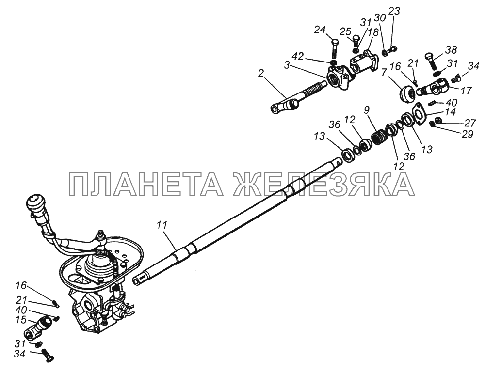 15.1703005-02 Привод управления механизмом переключения передач КамАЗ-43261 (Евро-1, 2)