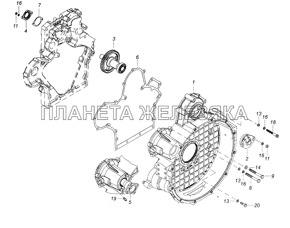 7406.1002004-20 Установка картера маховика КамАЗ-43261 (Евро-1, 2)