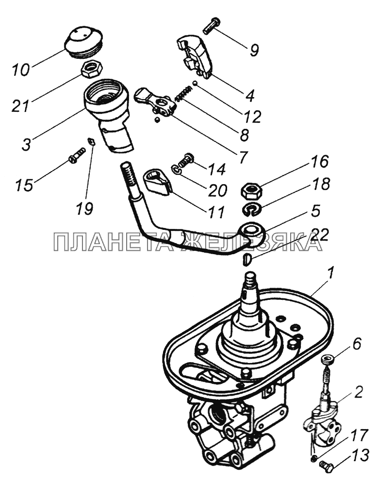 15.1703204 Опора рычага переключения передач с рычагом и краном управления КамАЗ-43261 (Евро-1, 2)