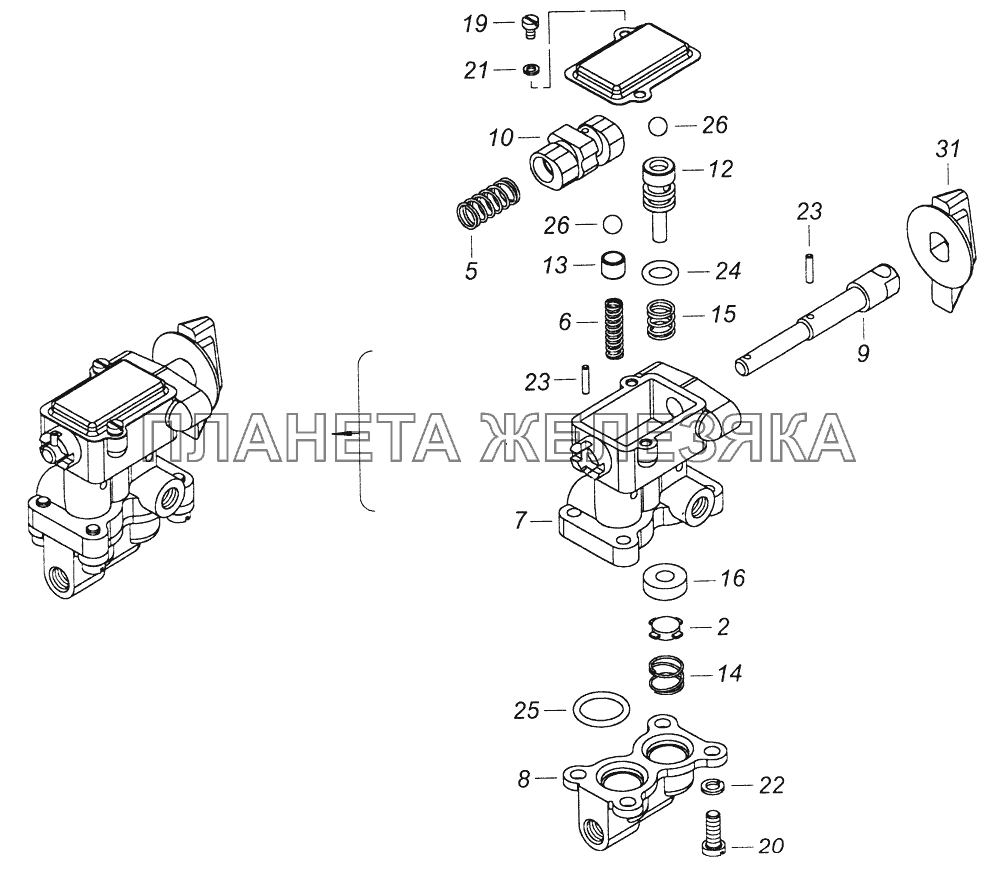 4310-1804010 Кран управления раздаточной коробкой КамАЗ-43261 (Евро-1, 2)