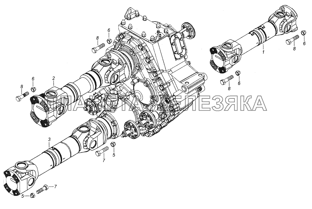 4326-2200001-40 Установка карданных валов КамАЗ-43261 (Евро-1, 2)