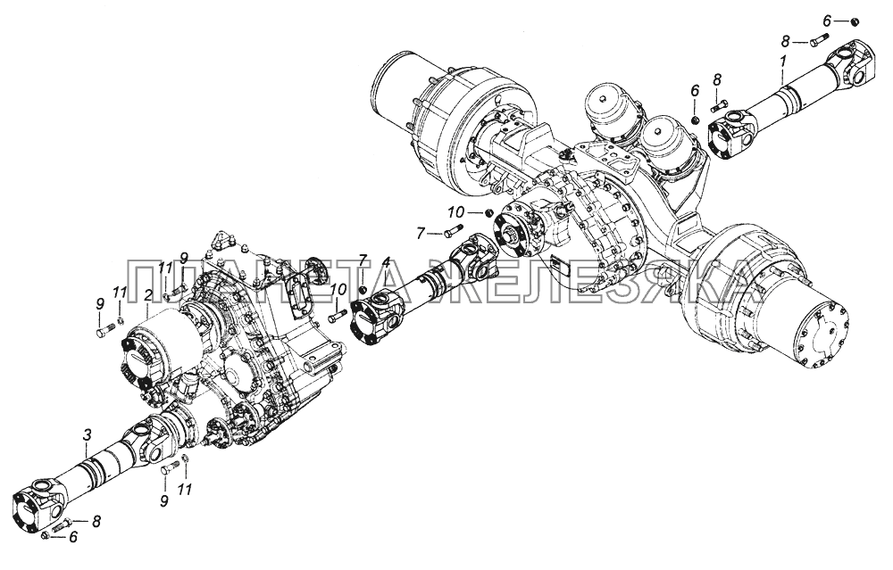 65111-2200001-10 Установка карданных валов КамАЗ-43261 (Евро-1, 2)