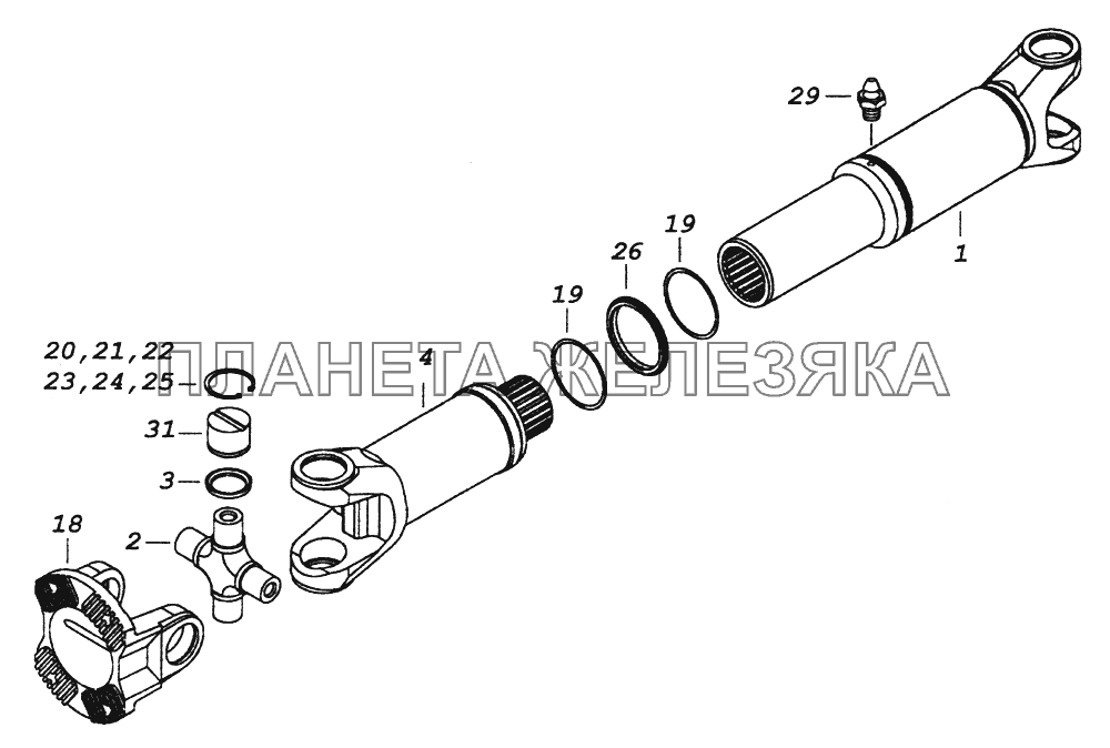 4326-2201011-10 Вал карданный заднего моста КамАЗ-43261 (Евро-1, 2)