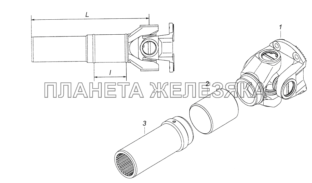 53205-2205017-10 Вал карданный с шарниром КамАЗ-43261 (Евро-1, 2)