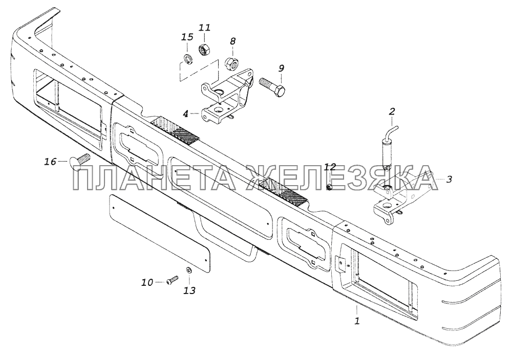 5325-2803003 Установка переднего буфера КамАЗ-43261 (Евро-1, 2)