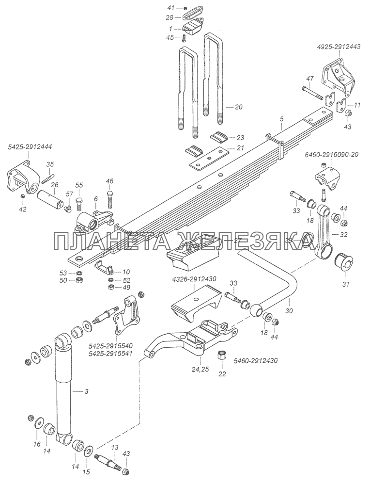 43501-2900002 Установка задней подвески КамАЗ-43261 (Евро-1, 2)