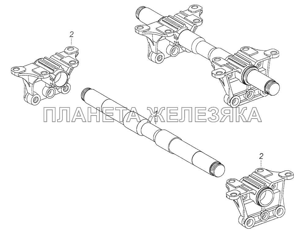 5511-2918050 Ось балансирной подвески с кронштейнами КамАЗ-43261 (Евро-1, 2)