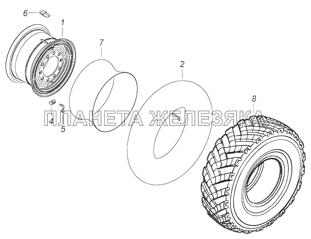 43114-3101011 Колесо с шиной левое КамАЗ-43261 (Евро-1, 2)