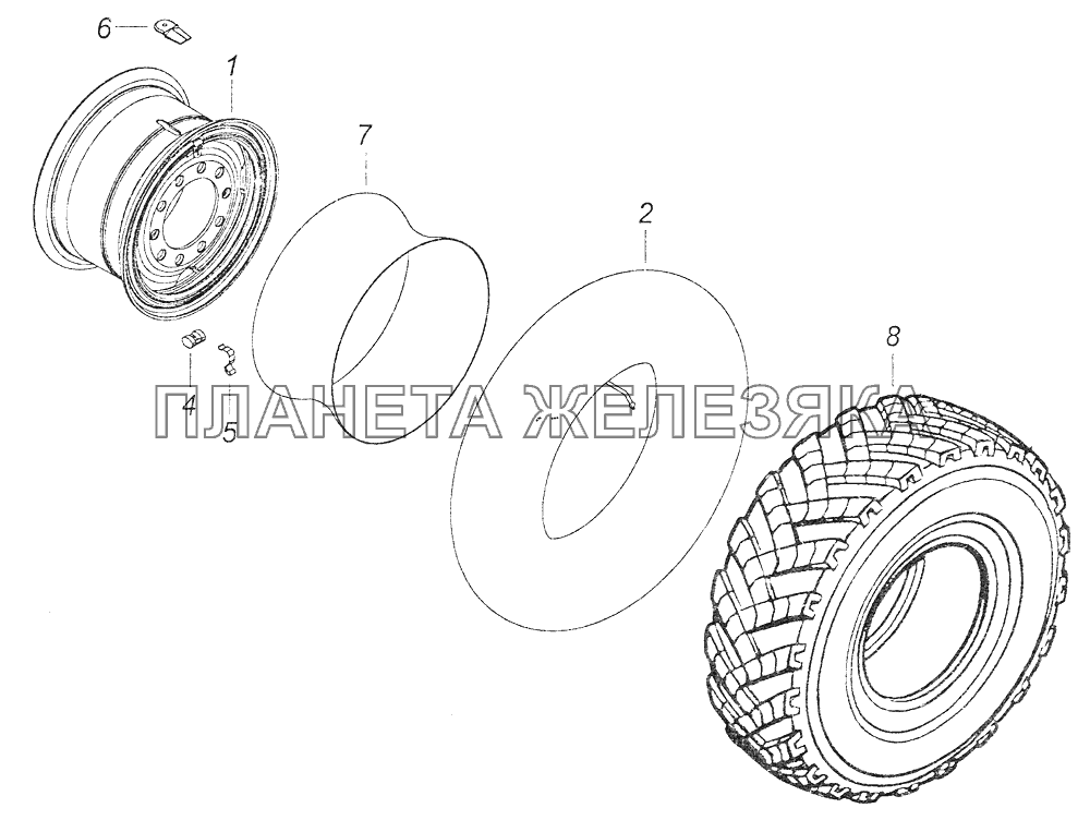 43118-3101011 Колесо с шиной левое КамАЗ-43261 (Евро-1, 2)
