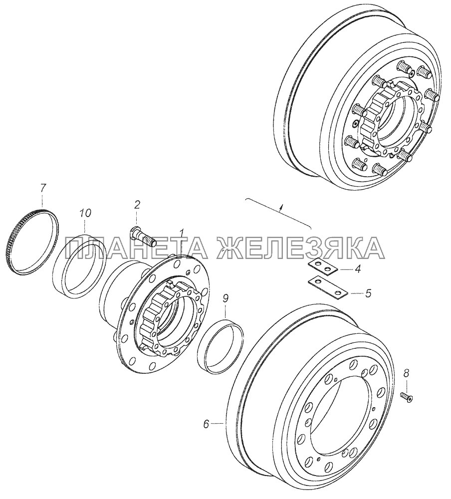 43114-3103010-12 Ступица колеса с барабаном тормоза КамАЗ-43261 (Евро-1, 2)