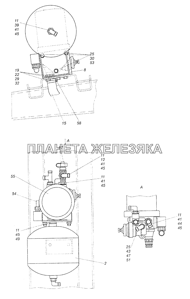 54115-3500011-17 Установка осушителя КамАЗ-43261 (Евро-1, 2)