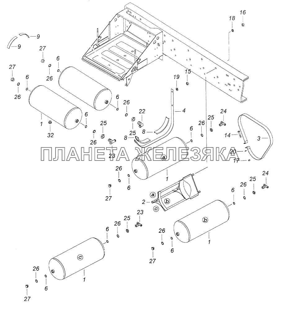 4310-3500013-10 Установка воздушных ресиверов КамАЗ-43261 (Евро-1, 2)