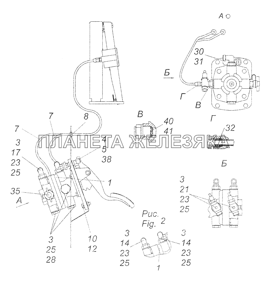 6520-3500014 Установка двухсекционного тормозного крана КамАЗ-43261 (Евро-1, 2)