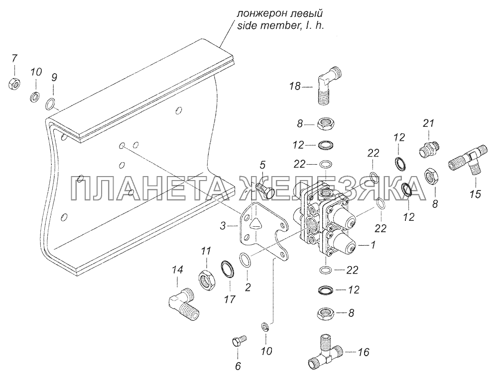 4310-3500015-10 Установка четырех контурного защитного клапана КамАЗ-43261 (Евро-1, 2)