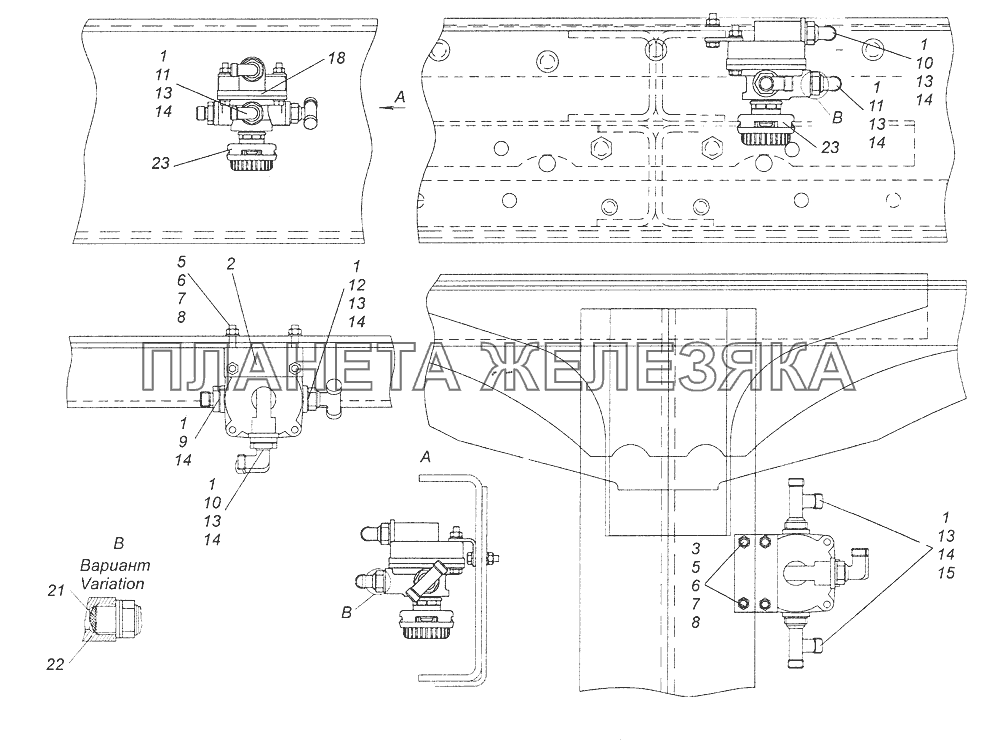 43101-3500018 Установка ускорительных клапанов КамАЗ-43261 (Евро-1, 2)