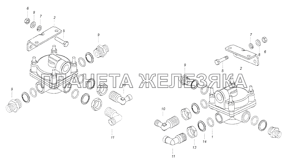 43501-3500018 Установка ускорительных клапанов КамАЗ-43261 (Евро-1, 2)