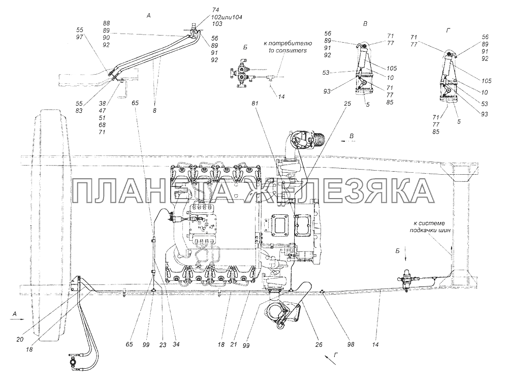 43114-3500070 Тормоз вспомогательный и его привод КамАЗ-43261 (Евро-1, 2)