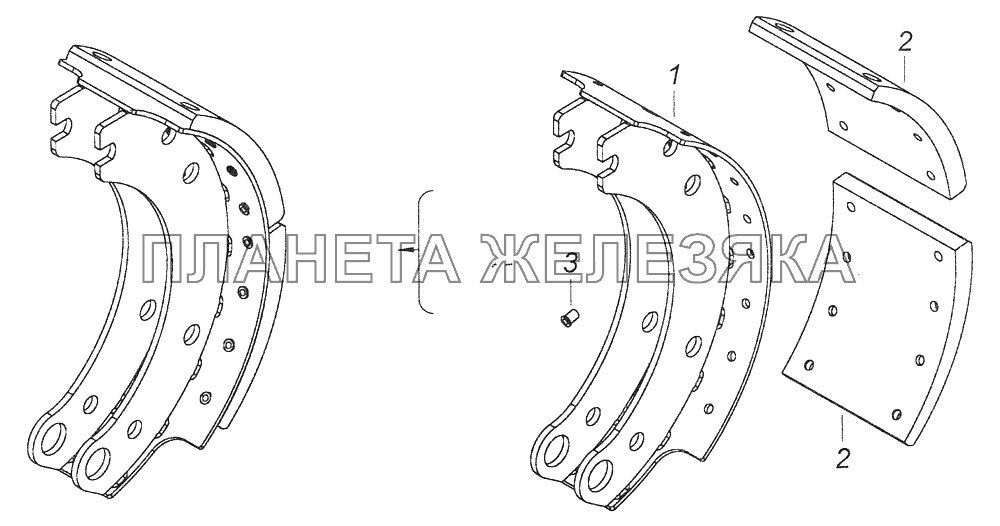 53212-3501090-10 Колодка тормоза с накладками КамАЗ-43261 (Евро-1, 2)