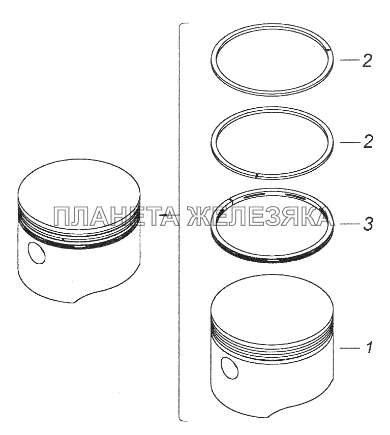 53205-3509154 Поршень в сборе КамАЗ-43261 (Евро-1, 2)