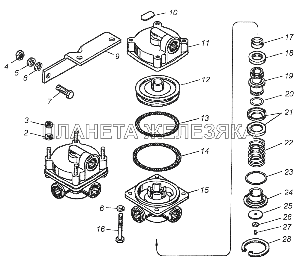 100-3518010 Клапан ускорительный КамАЗ-43261 (Евро-1, 2)