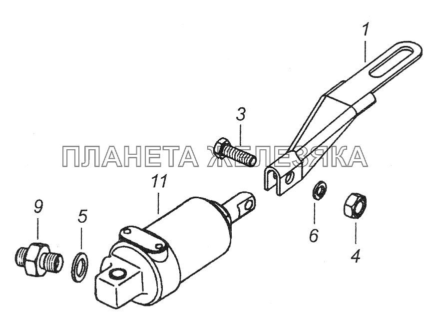 54112-3570074 Цилиндр пневматический с тягой КамАЗ-43261 (Евро-1, 2)