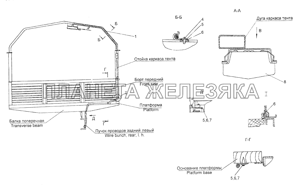 4310-3700025 Установка плафона освещения платформы КамАЗ-43261 (Евро-1, 2)