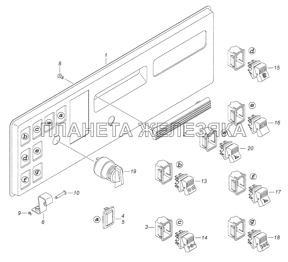43114-3710428 Панель выключателей КамАЗ-43261 (Евро-1, 2)