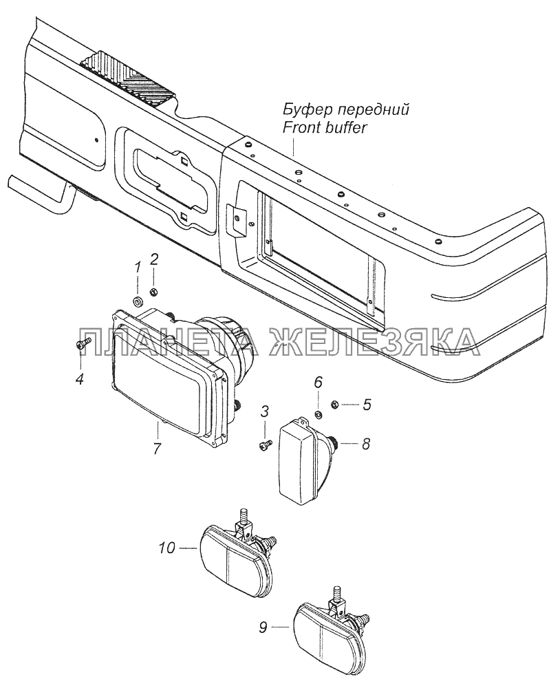 53205-3711001 Установка фар и передних указателей поворота КамАЗ-43261 (Евро-1, 2)
