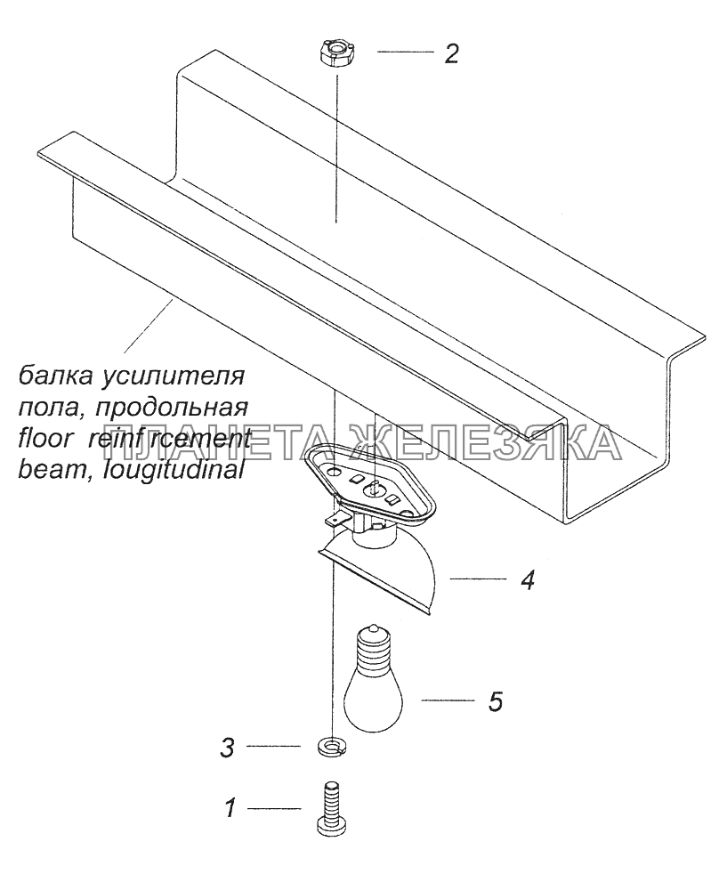5320-3715001 Установка подкапотной лампы КамАЗ-43261 (Евро-1, 2)