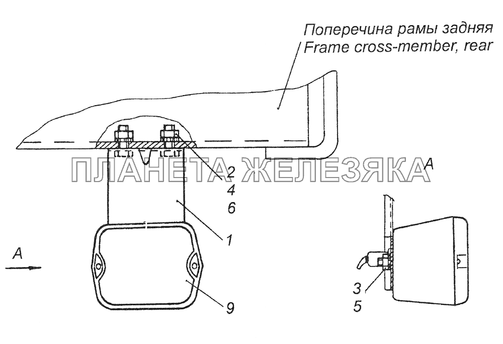 55112-3716006 Установка фонаря заднего хода КамАЗ-43261 (Евро-1, 2)