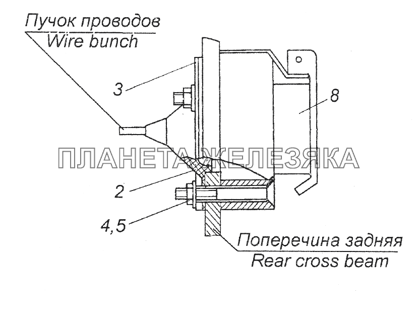 43114-3723002 Установка розетки переносной лампы КамАЗ-43261 (Евро-1, 2)