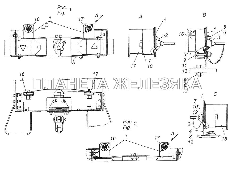 6350-3723003-22 Установка розеток прицепа КамАЗ-43261 (Евро-1, 2)