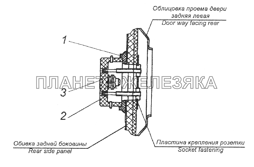 43101-3723005 Установка розетки переносной лампы КамАЗ-43261 (Евро-1, 2)