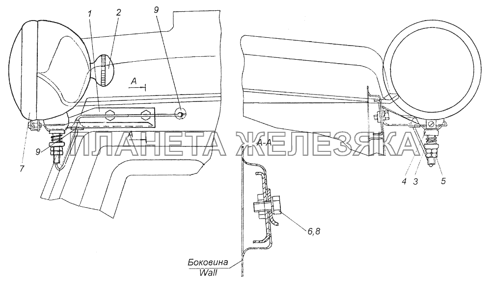 4310-3727002 Установка прожектора КамАЗ-43261 (Евро-1, 2)