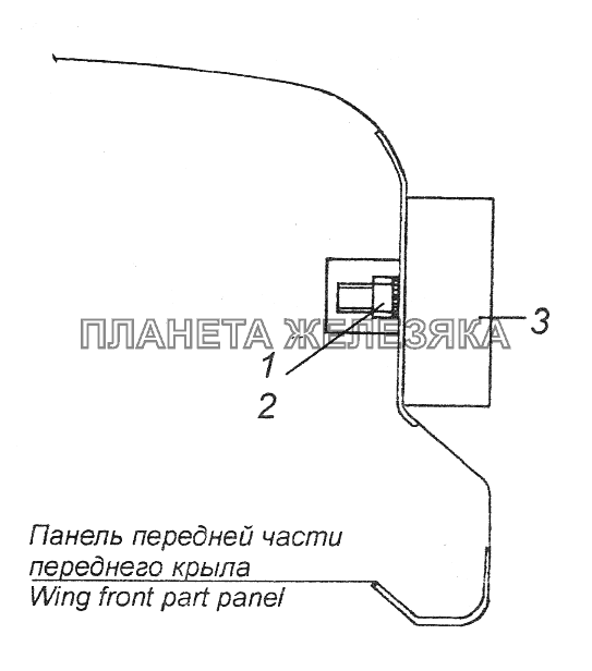 54115-3731001 Установка боковых габаритных фонарей на переднем крыле КамАЗ-43261 (Евро-1, 2)