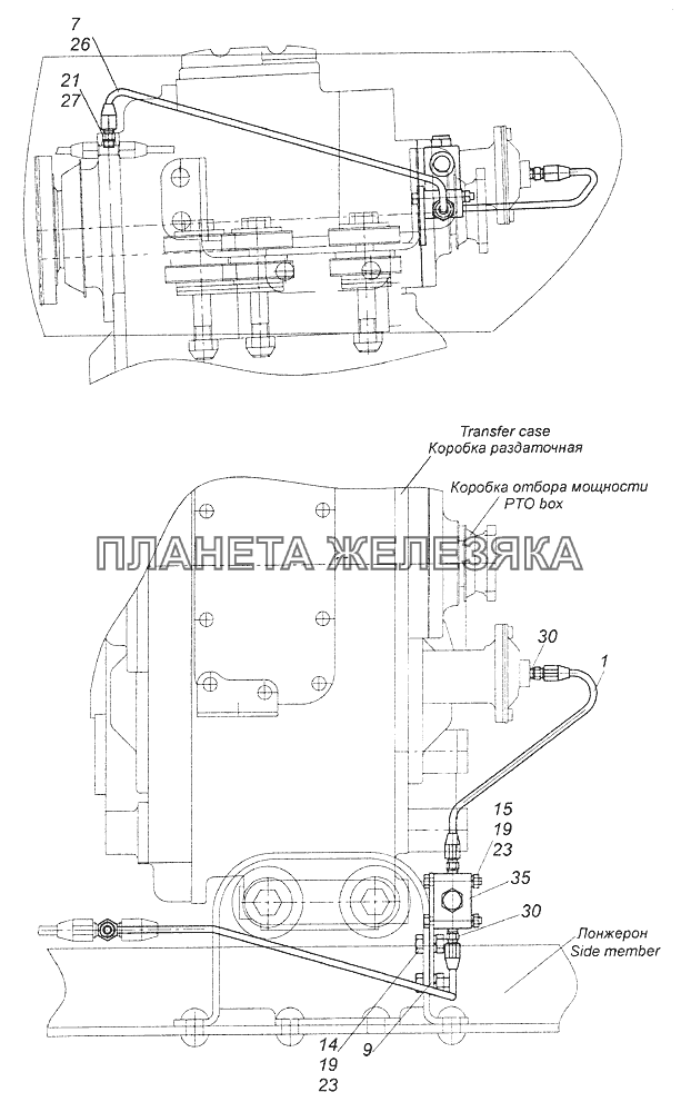 43114-4202002-10 Установка управления коробкой отбора мощности КамАЗ-43261 (Евро-1, 2)