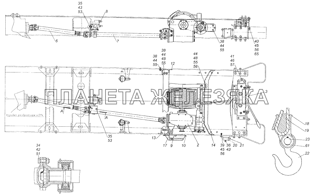 43501-4500010 Установка лебедки КамАЗ-43261 (Евро-1, 2)