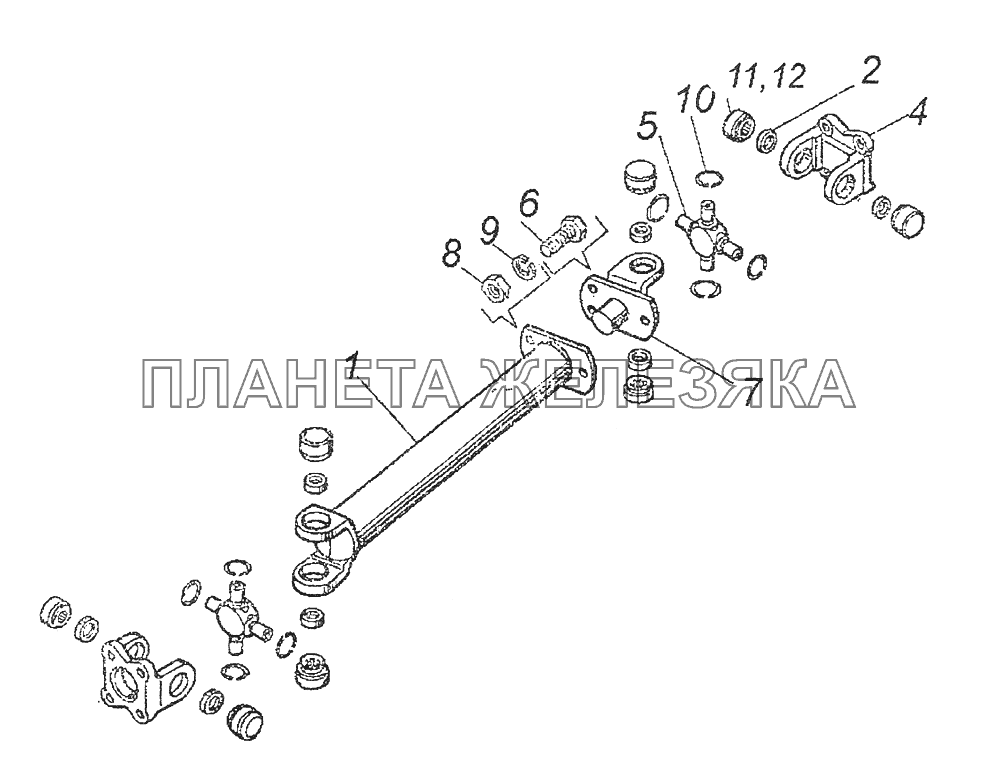 4310-4502110-01 Вал карданный лебедки задний КамАЗ-43261 (Евро-1, 2)