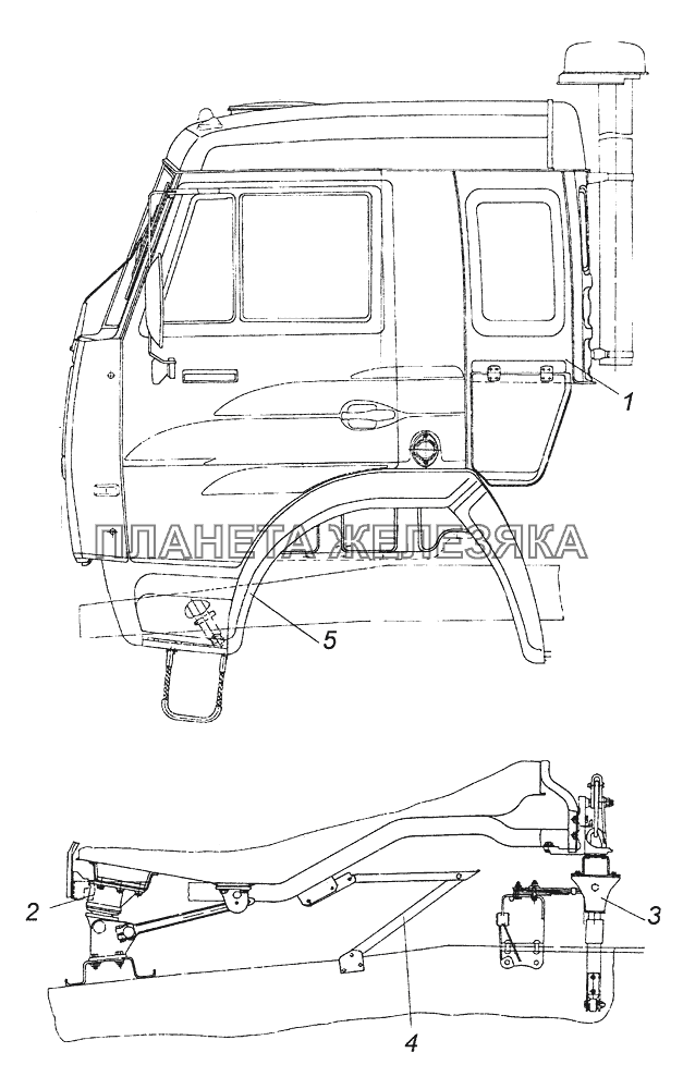 43114-5000006-24 Установка кабины с оперением КамАЗ-43261 (Евро-1, 2)