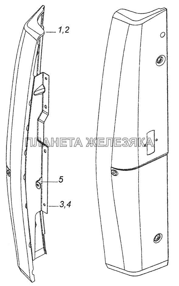 5320-5301047/046 Панель передка боковая съемная левая КамАЗ-43261 (Евро-1, 2)