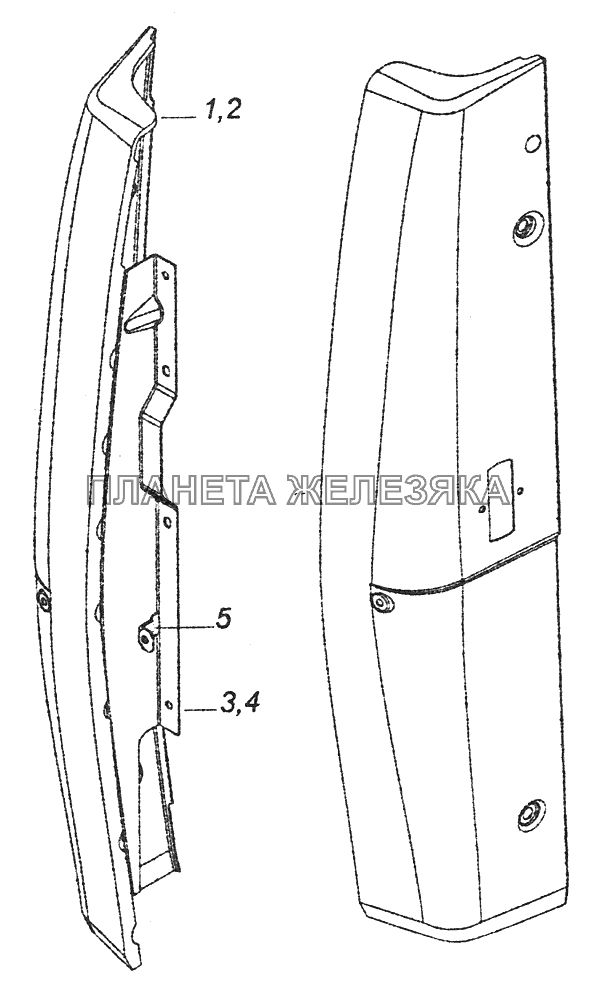 5320-5301047-10 Панель передка боковая съемная левая КамАЗ-43261 (Евро-1, 2)