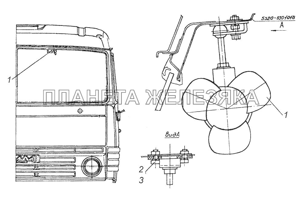 4310-8104001 Установка вентилятора кабины КамАЗ-43261 (Евро-1, 2)
